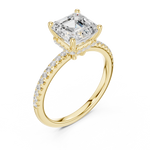 Gold Ring DDLR-177, Asscher center stone, Yellow Gold, view 2