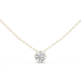 14K Solid Gold Lab Diamond Solitaire Pendant Necklace, White Gold