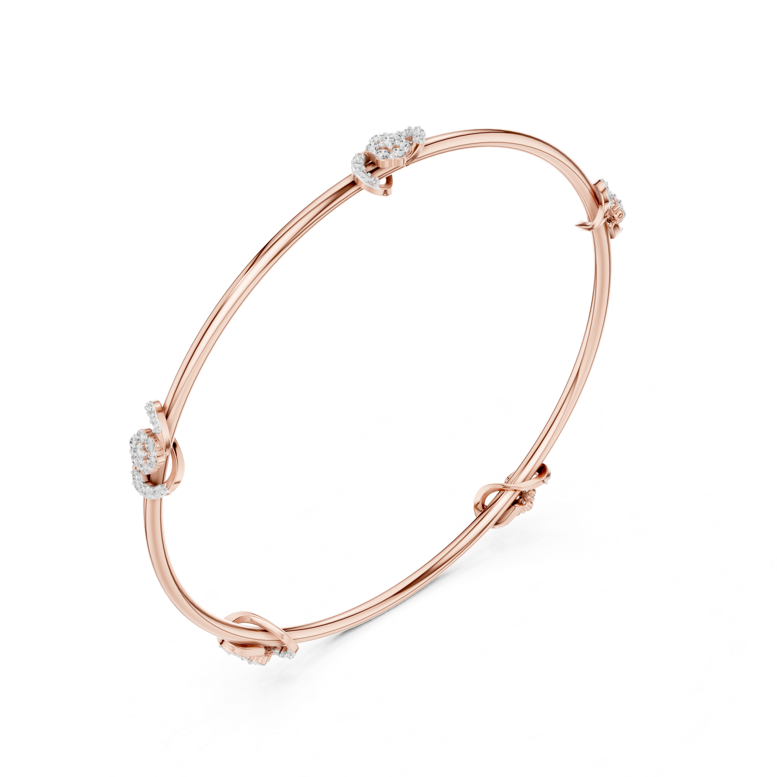 14K Solid Gold Lab Diamond Bracelet, Rose Gold, view 2