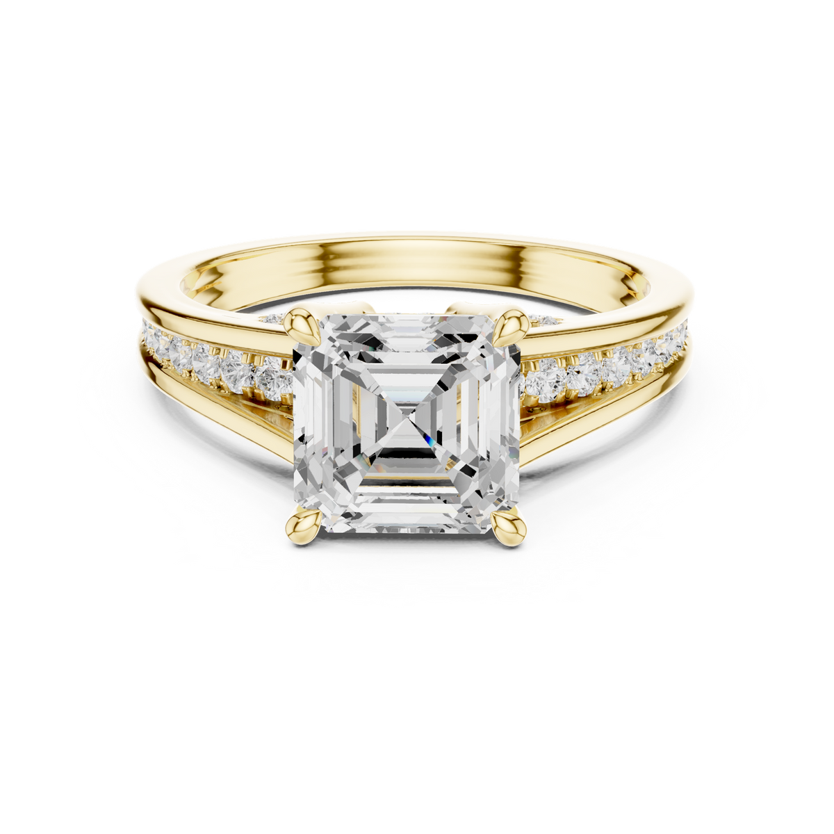 14K Solid Gold Lab Diamond Solitaire Ring, Yellow Gold
