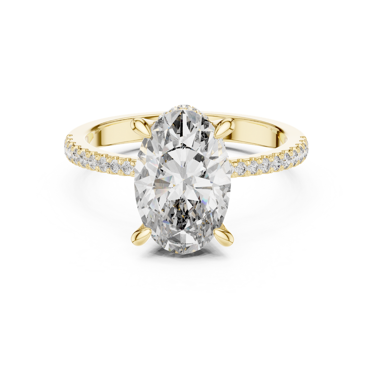 14K Solid Gold Lab Diamond Solitaire Ring, Yellow Gold