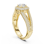 14K Solid Gold Lab Diamond Halo Ring, Yellow Gold, view 1