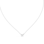 14K Solid Gold Lab Diamond Solitaire Pendant Necklace, White Gold, view 4