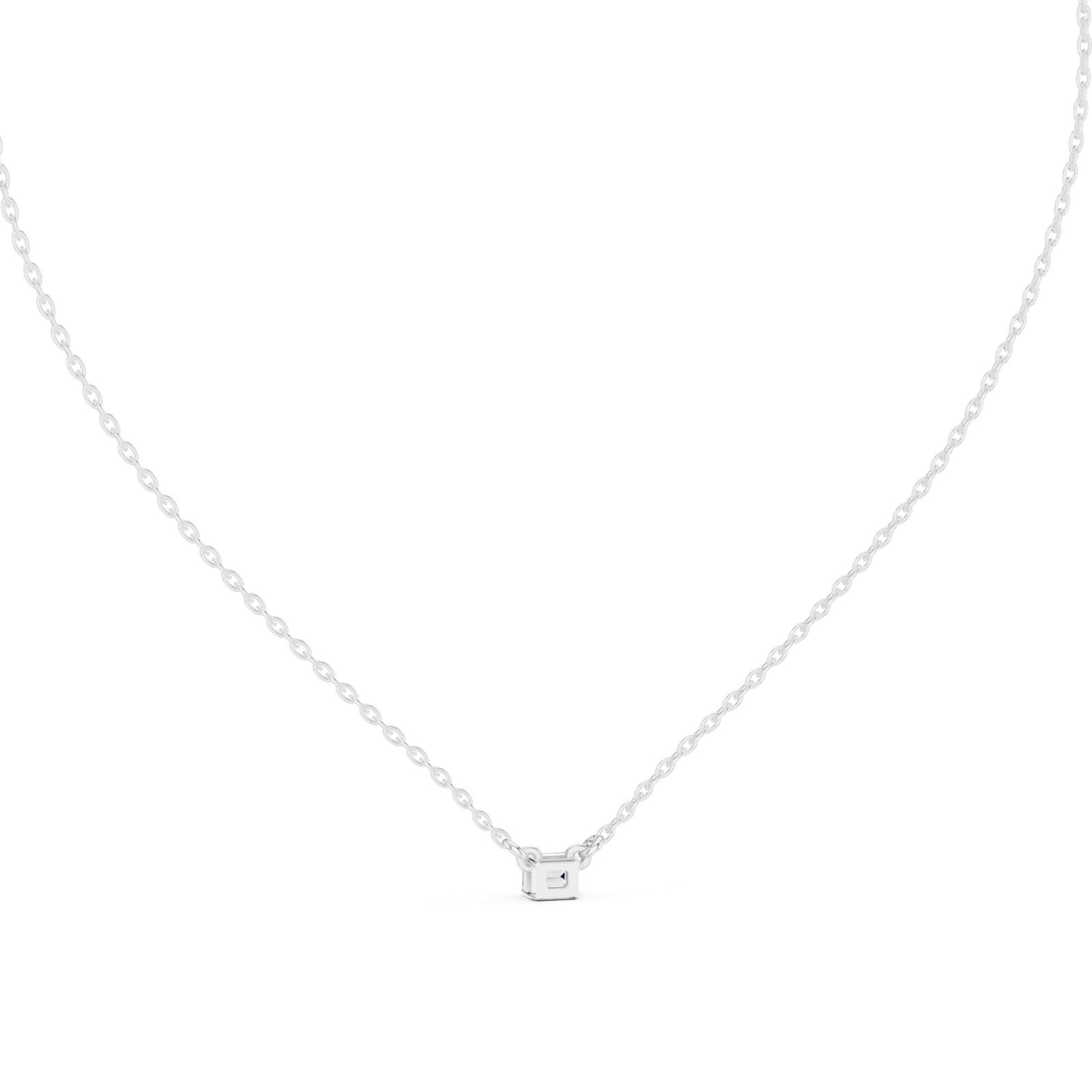 14K Solid Gold Lab Diamond Solitaire Pendant Necklace, White Gold, view 4
