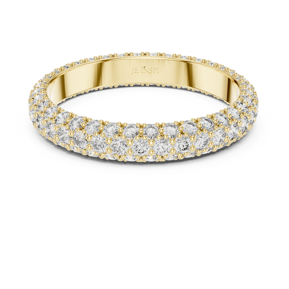 14K Solid Gold Lab Diamond Eternity Ring, Yellow Gold