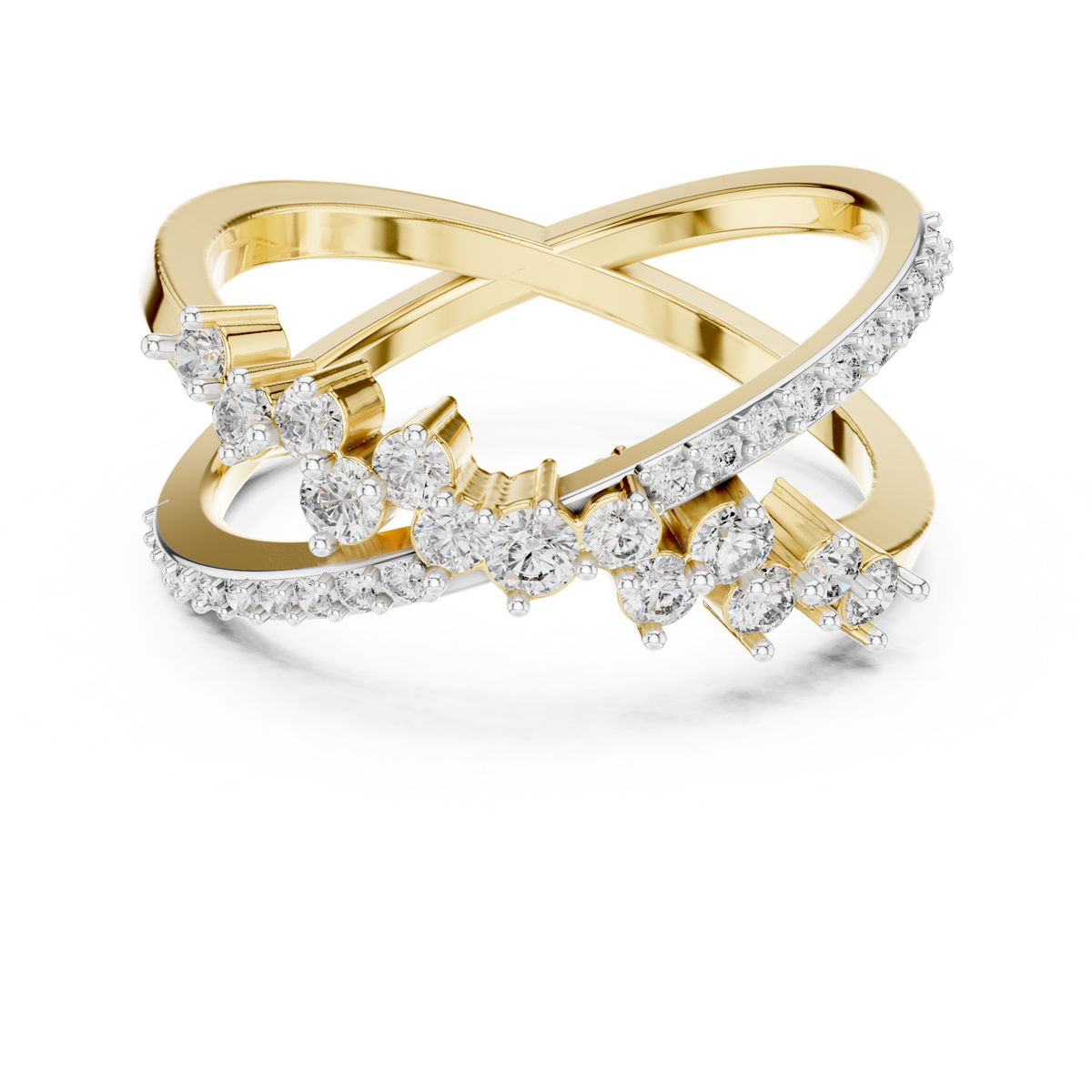 14K Solid Gold Lab Diamond Infinity Twist Ring, Yellow Gold