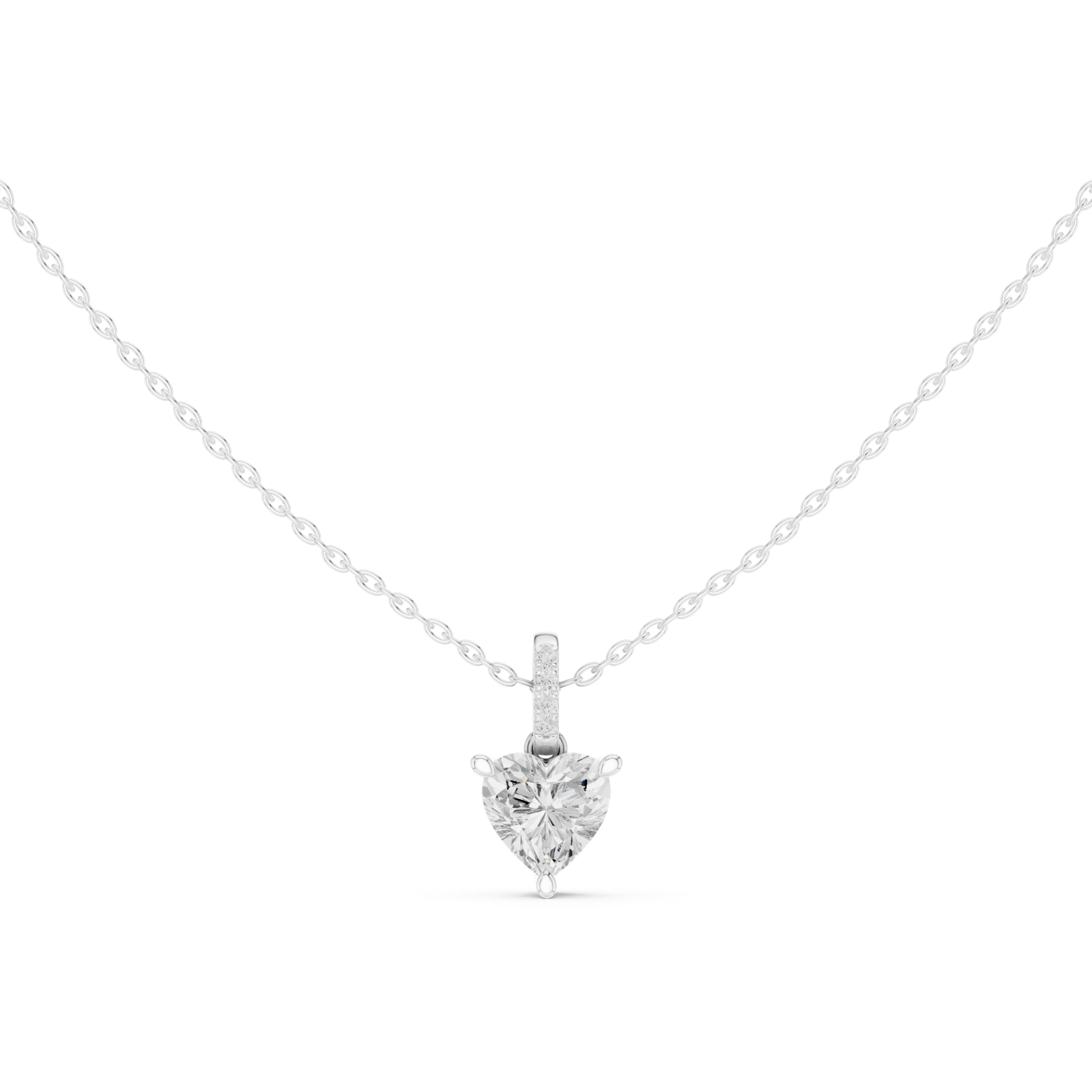Gold Jewelry DDPO-009, Heart center stone, White Gold, view 4