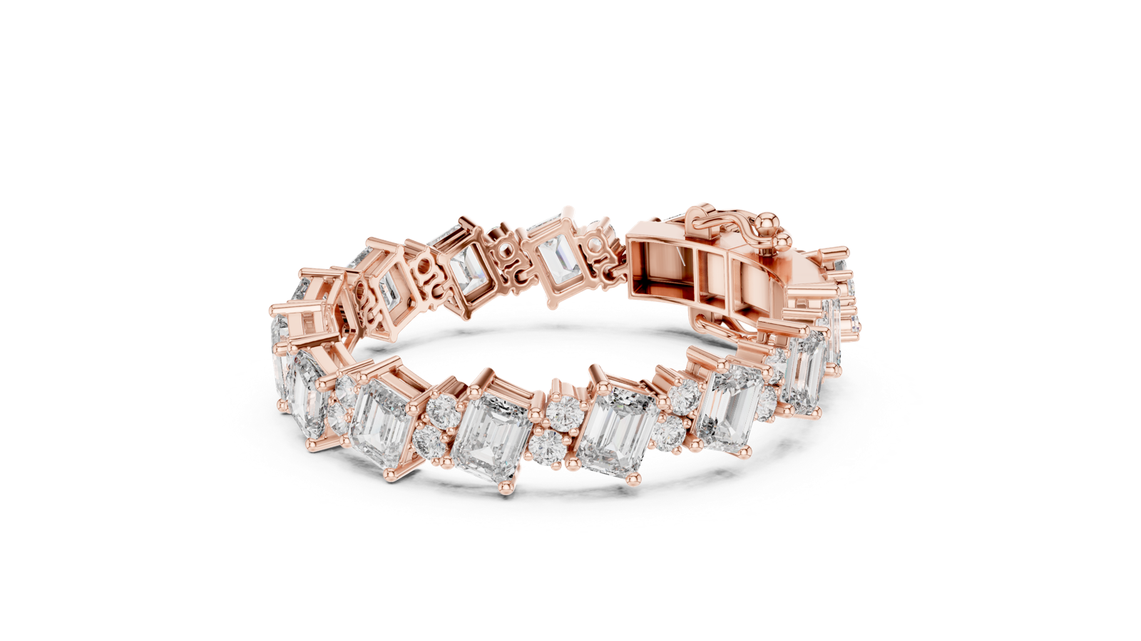 14K Solid Gold Lab Diamond Bracelet, Rose Gold, view 1