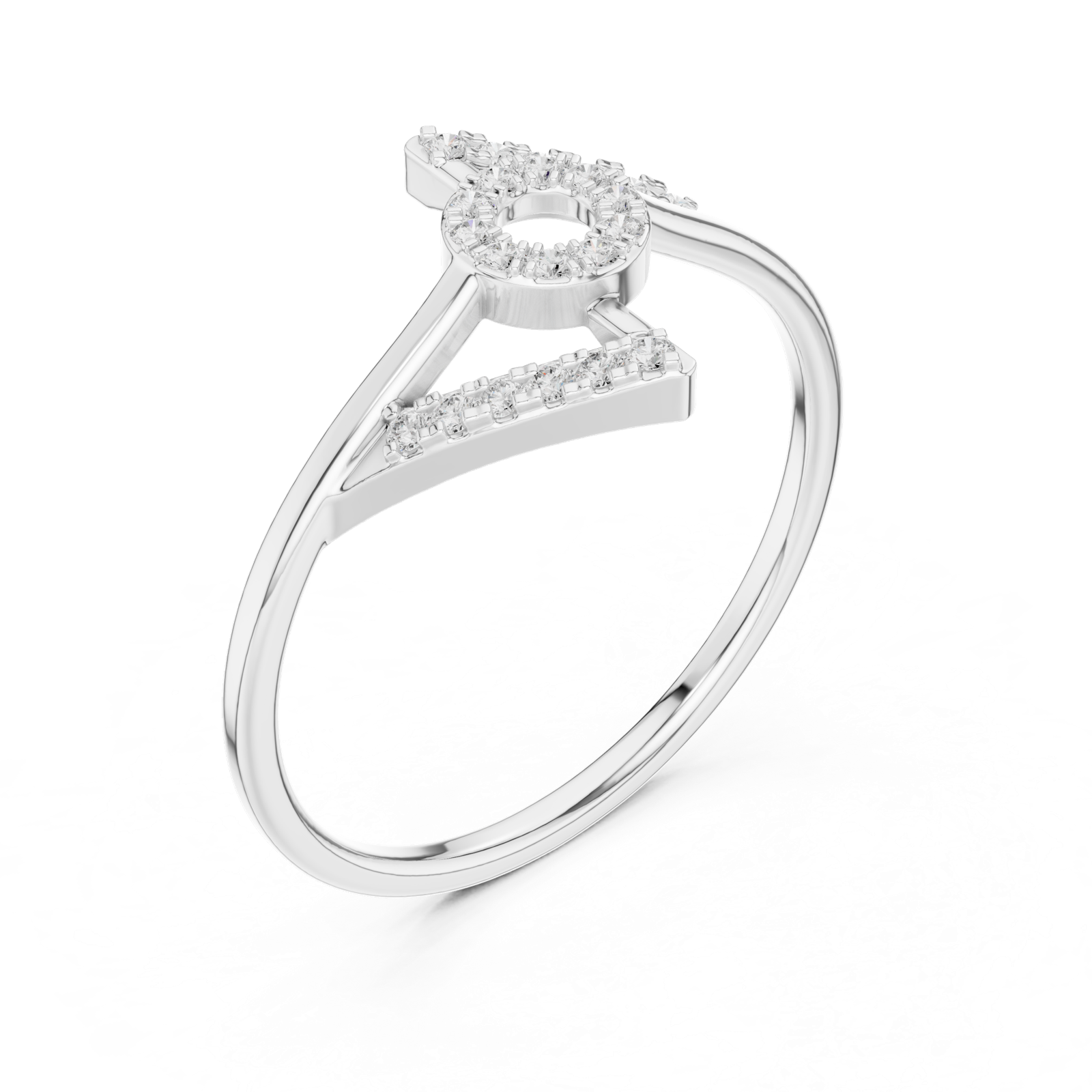 Gold Ring HLR-202, White Gold, view 2