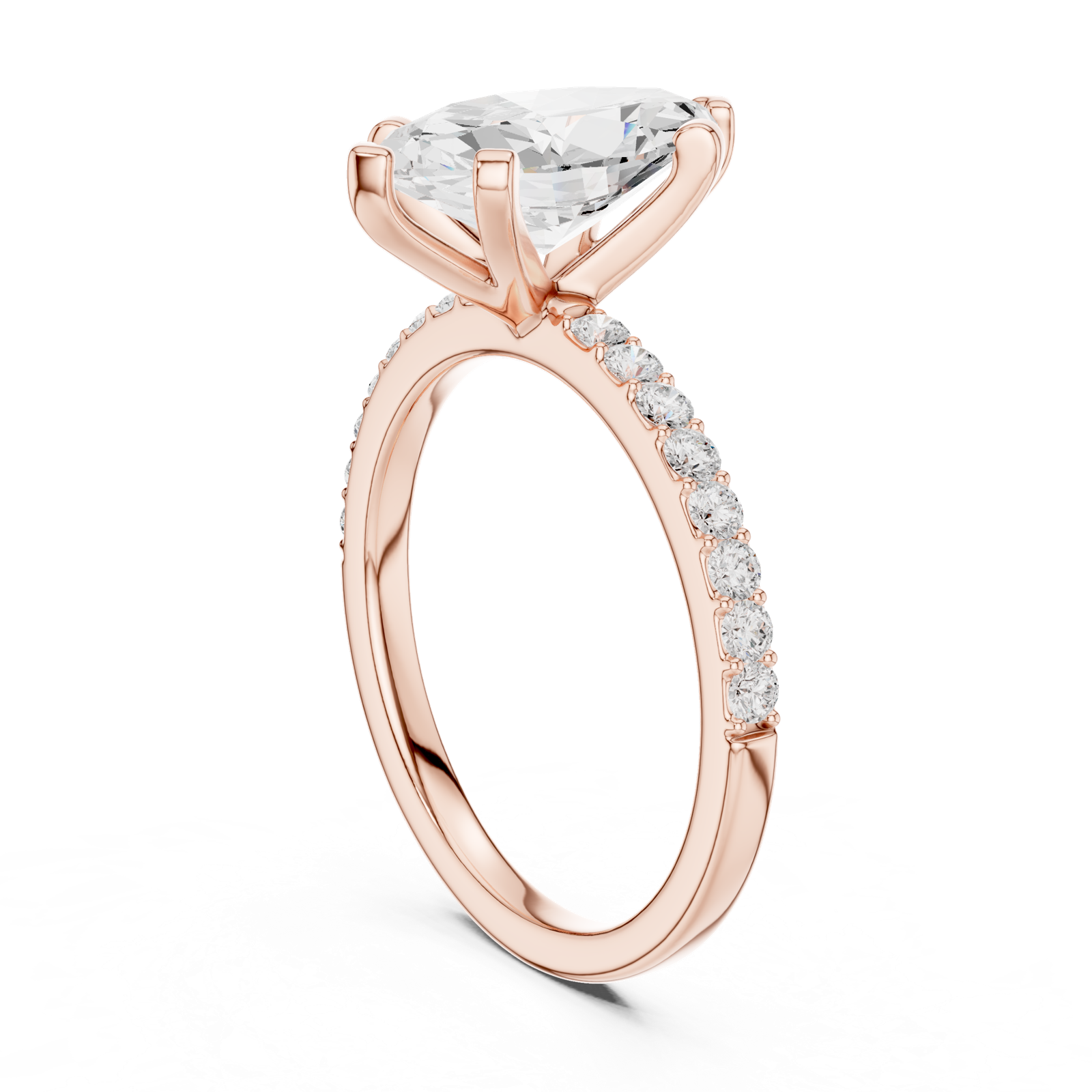 Gold Ring DDLR-040, Marquise center stone, Rose Gold, view 1