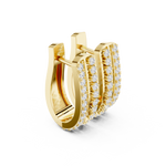 14K Solid Gold Lab Diamond Huggie Earrings, Yellow Gold, view 1