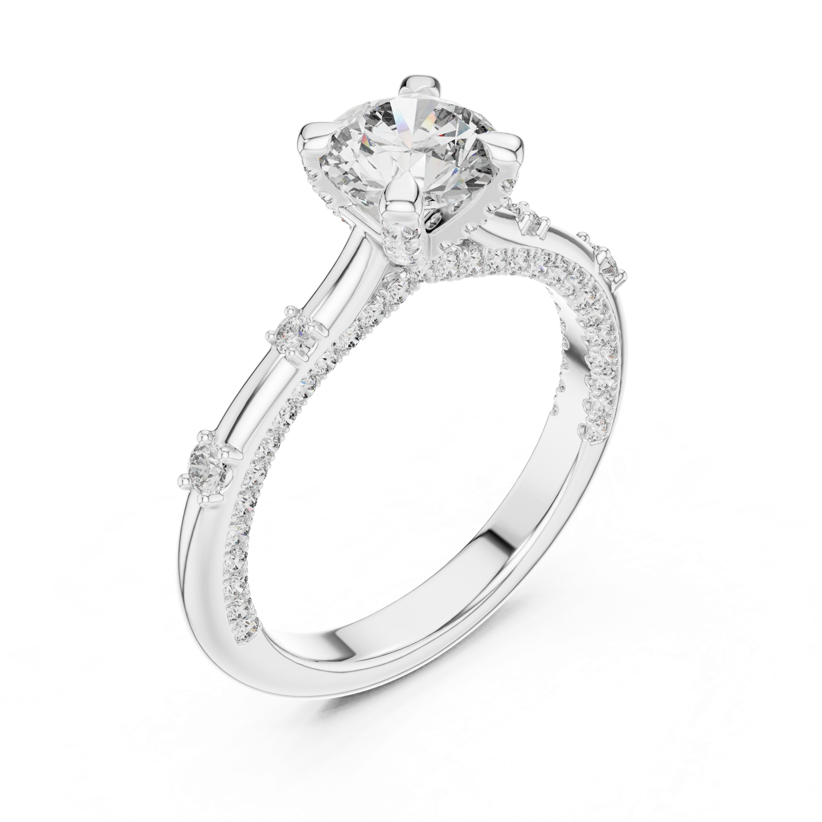 14K Solid Gold Lab Diamond Solitaire Ring, White Gold, view 2