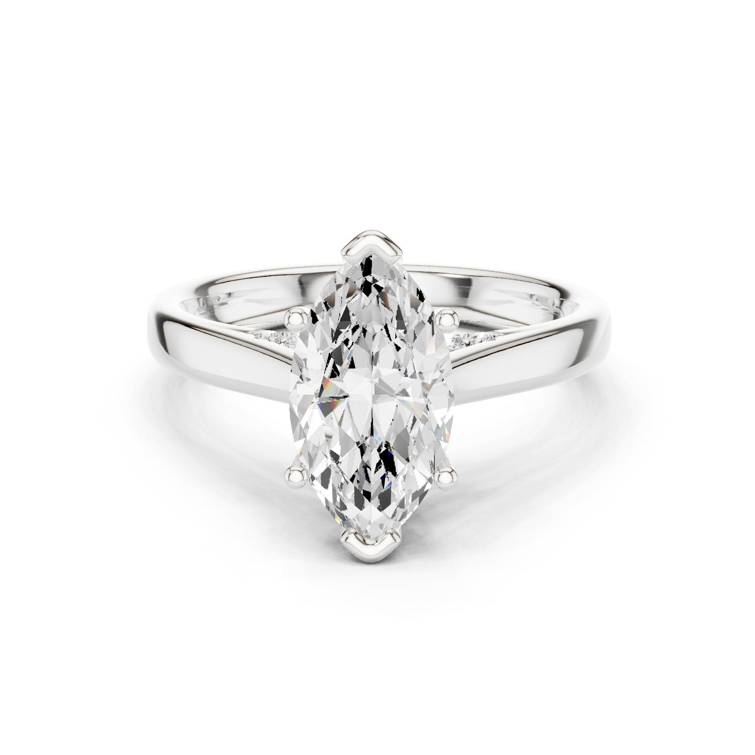Gold Jewelry L36-18, Marquise center stone, White Gold
