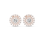14K Solid Gold Lab Diamond Halo Earrings, Rose Gold