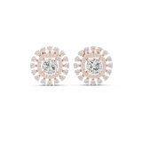 14K Solid Gold Lab Diamond Halo Earrings, Rose Gold