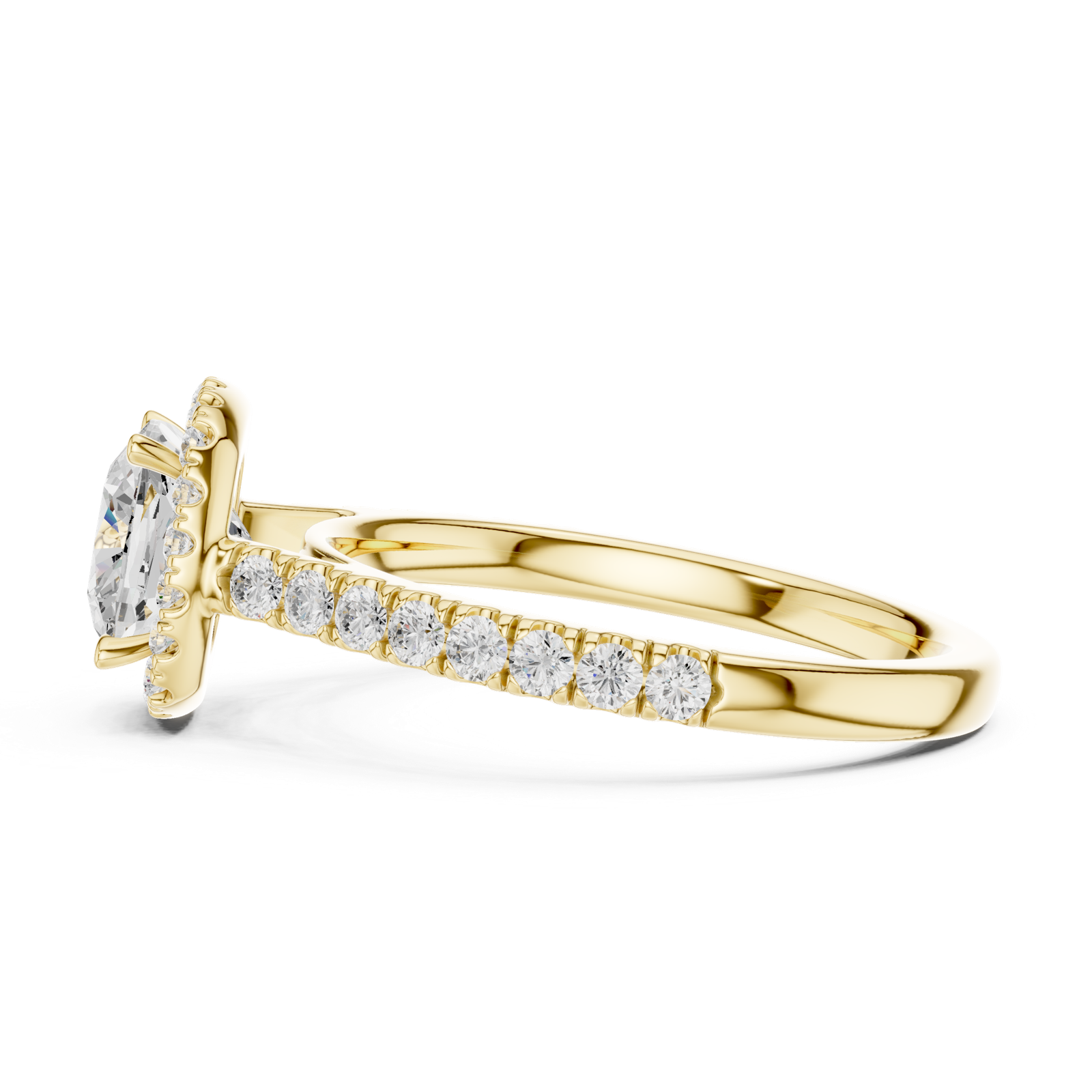 Gold Ring DDLR-118, Cushion center stone, Yellow Gold, view 3