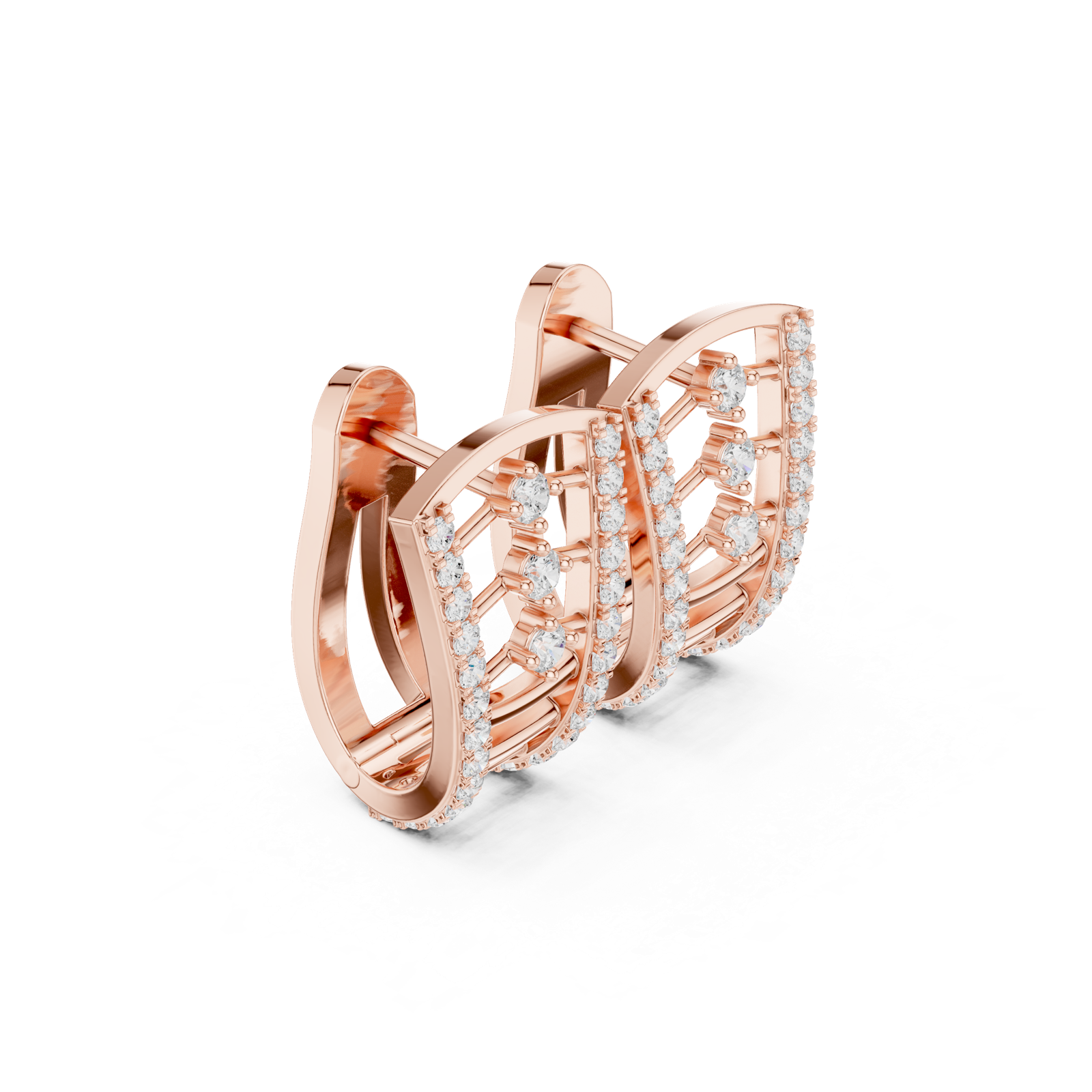 14K Solid Gold Lab Diamond Cluster Earrings, Rose Gold, view 1