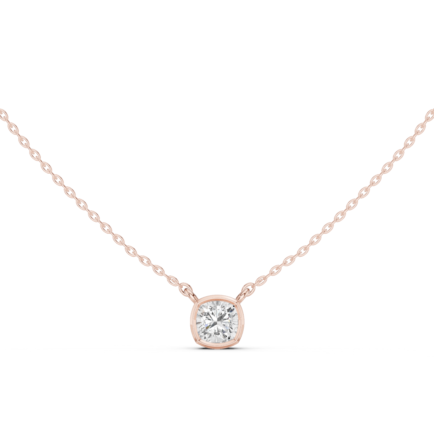 Gold Jewelry, Cushion center stone, Rose Gold