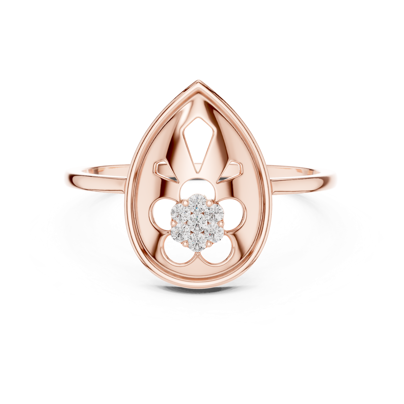 Gold Ring DR-6188, Rose Gold, view 4