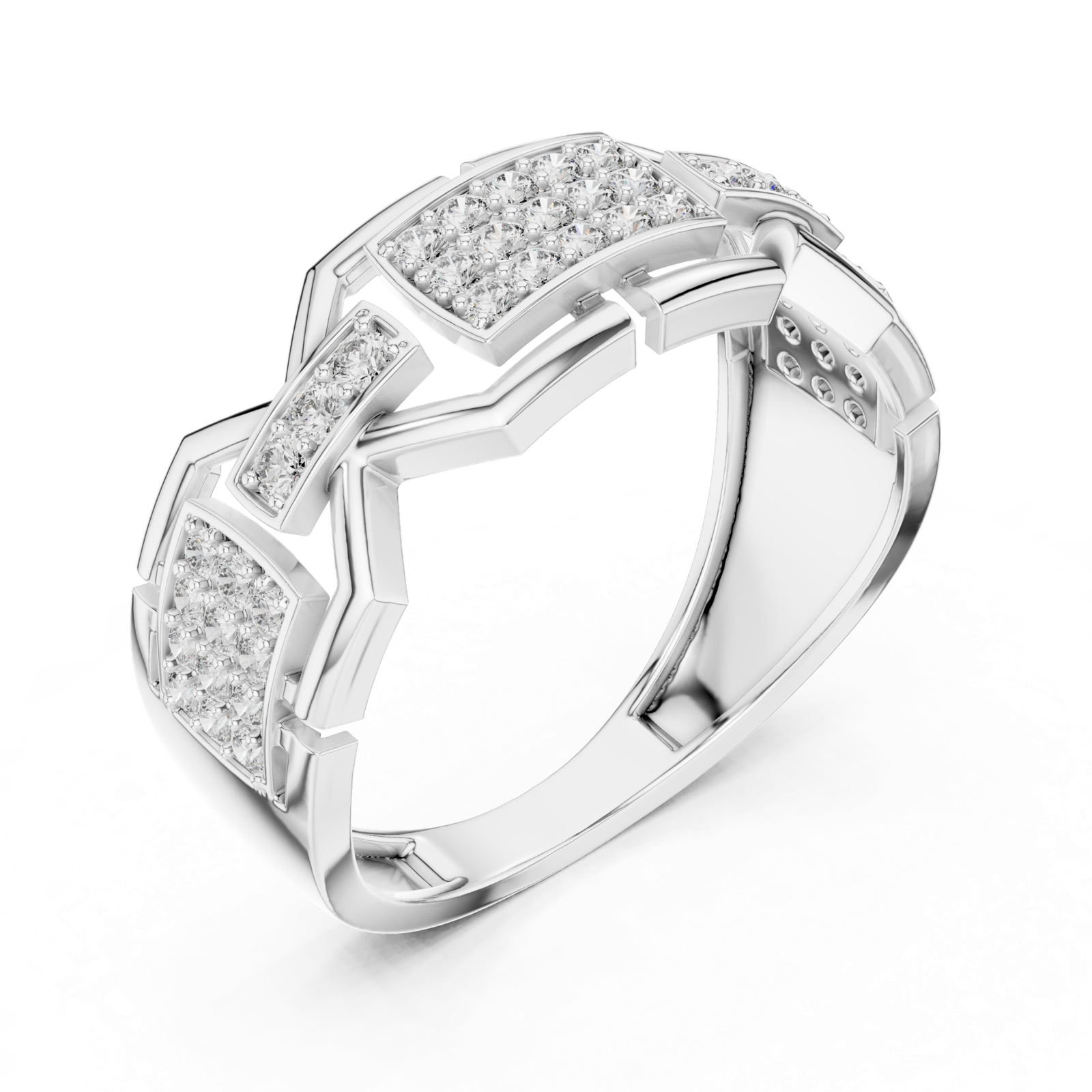 Gold Ring LR-01 (51), White Gold, view 2