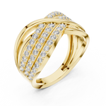 14K Solid Gold Lab Diamond Crossover Ring, Yellow Gold, view 2