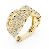 14K Solid Gold Lab Diamond Crossover Ring, Yellow Gold, view 2