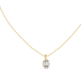 14K Solid Gold Lab Diamond Solitaire Pendant Necklace, Yellow Gold, view 1
