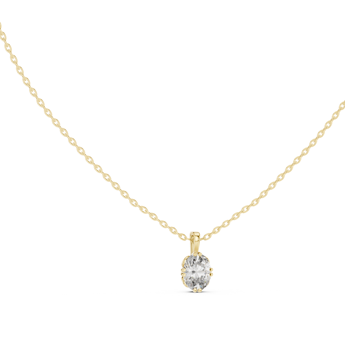 14K Solid Gold Lab Diamond Solitaire Pendant Necklace, Yellow Gold, view 1
