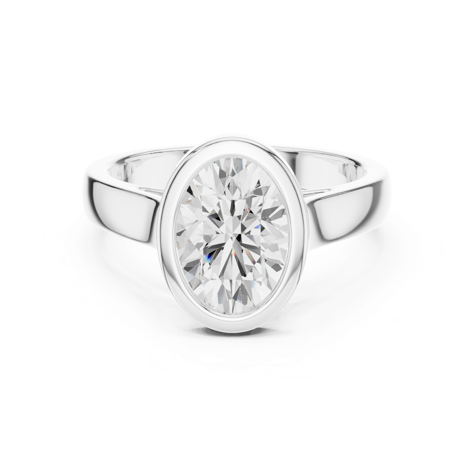 Gold Jewelry L36-3, Oval center stone, White Gold, view 4