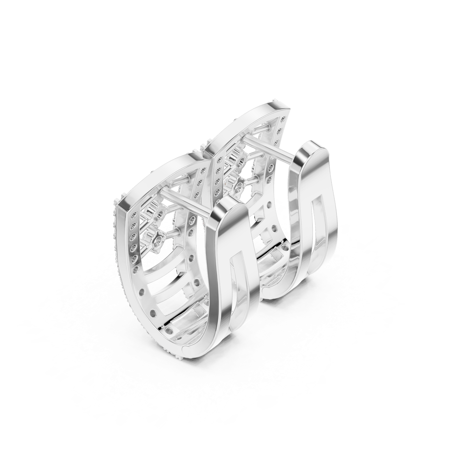 14K Solid Gold Lab Diamond Cluster Earrings, White Gold, view 2