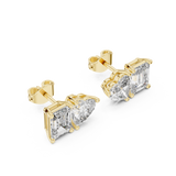 14K Solid Gold Lab Diamond Cluster Earrings, Yellow Gold, view 2
