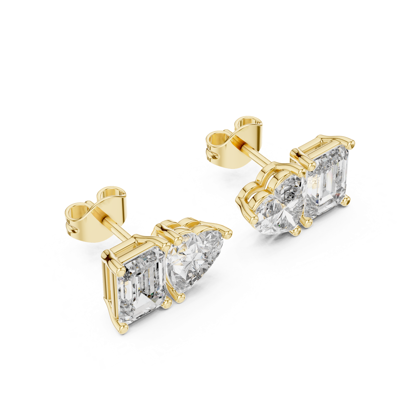 14K Solid Gold Lab Diamond Cluster Earrings, Yellow Gold, view 2