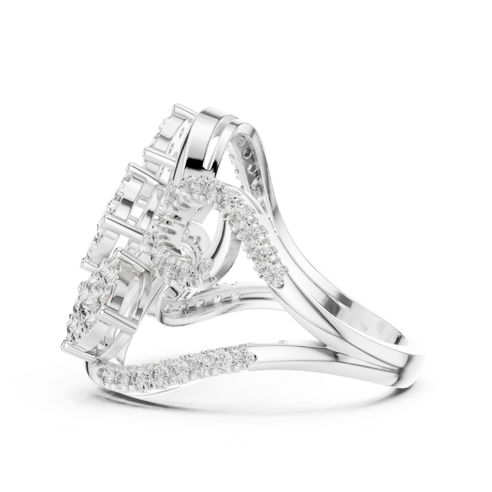 Gold Ring 19-120002L, White Gold, view 3