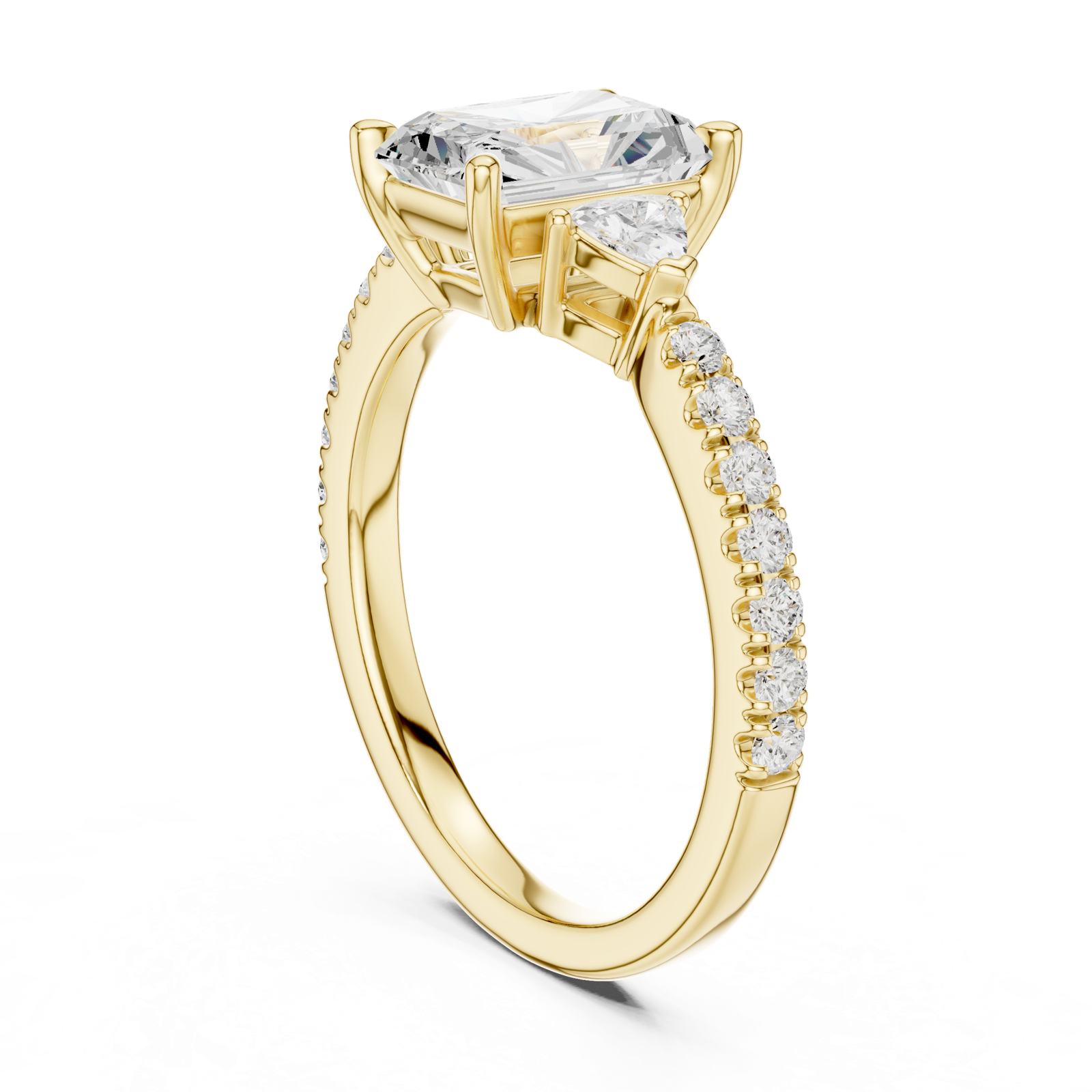 Gold Ring DDLR-037, Radiant center stone, Yellow Gold, view 1