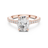Gold Ring DDLR-039, Oval center stone, Rose Gold, view 4