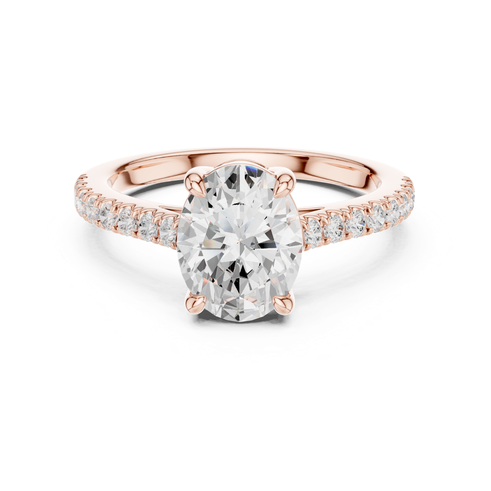 Gold Ring DDLR-039, Oval center stone, Rose Gold, view 4