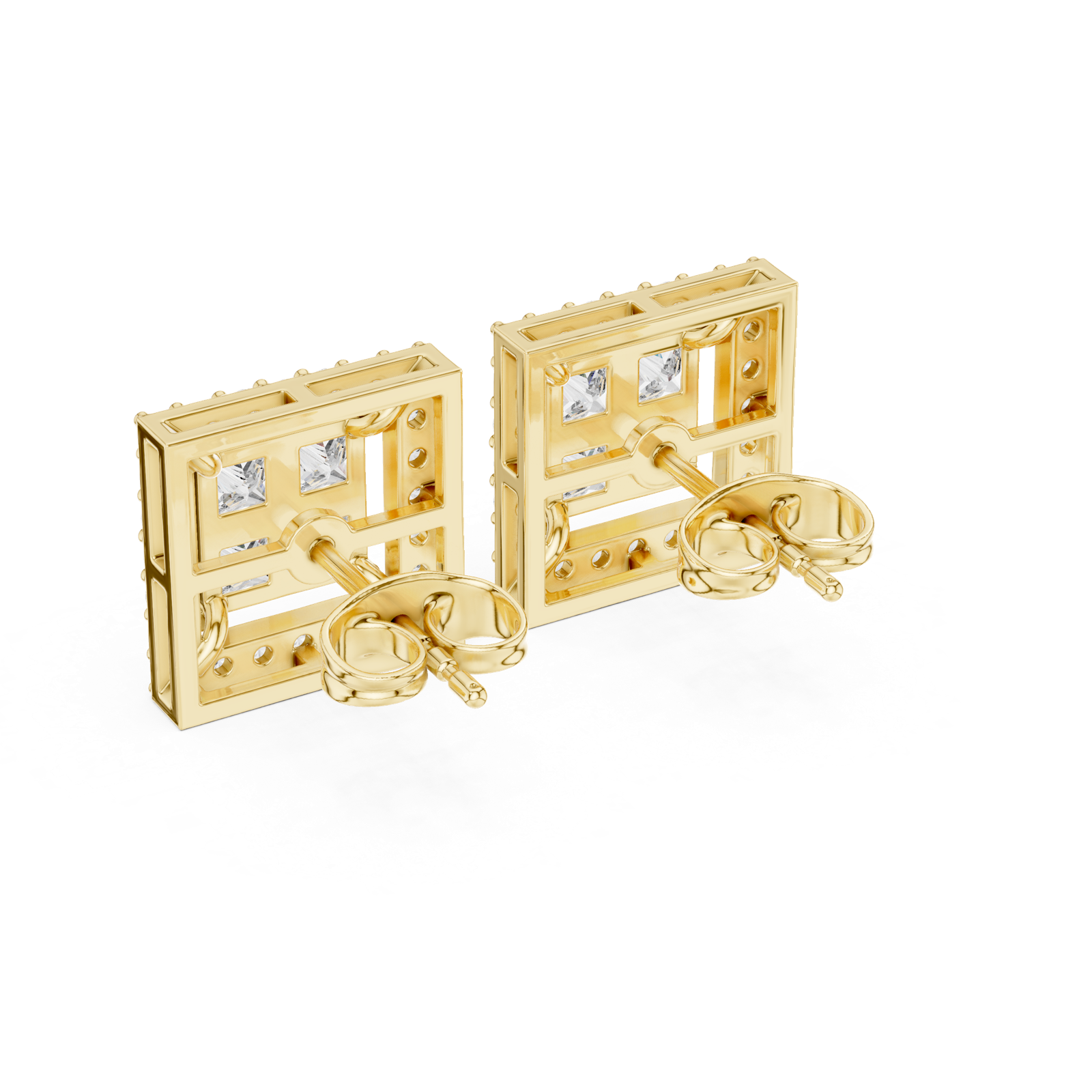 Gold Earrings AER-57, Yellow Gold, view 3