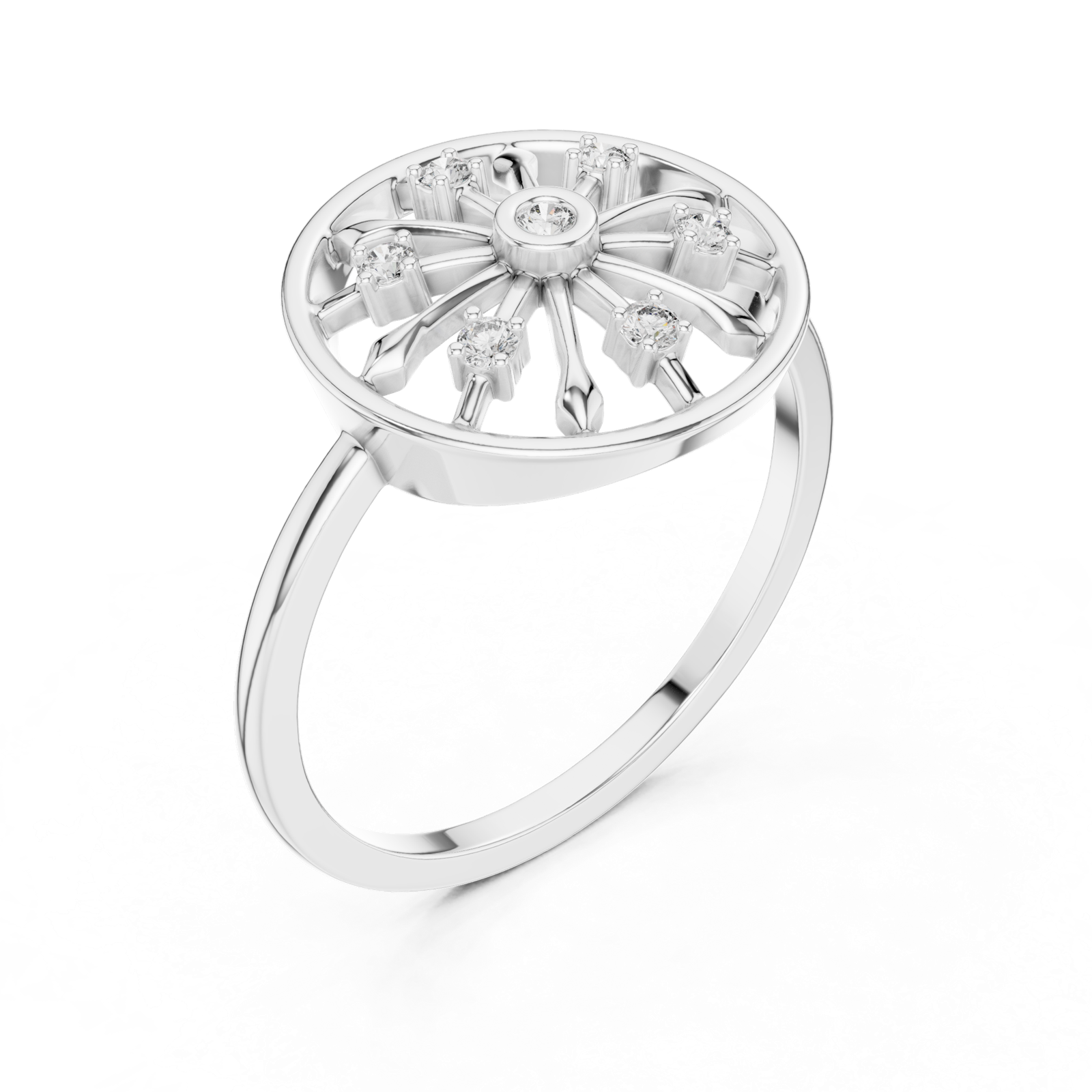 Gold Ring DR-6257, White Gold, view 2