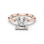 Gold Ring, Asscher center stone, Rose Gold