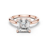 Gold Ring, Asscher center stone, Rose Gold