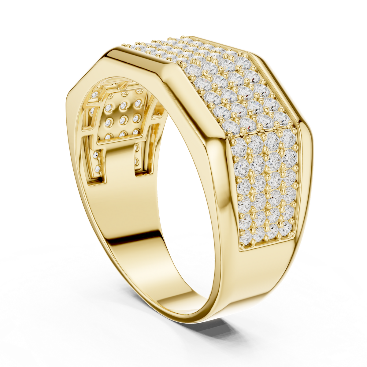 14K Solid Gold Lab Diamond Signet Ring, Yellow Gold, view 1