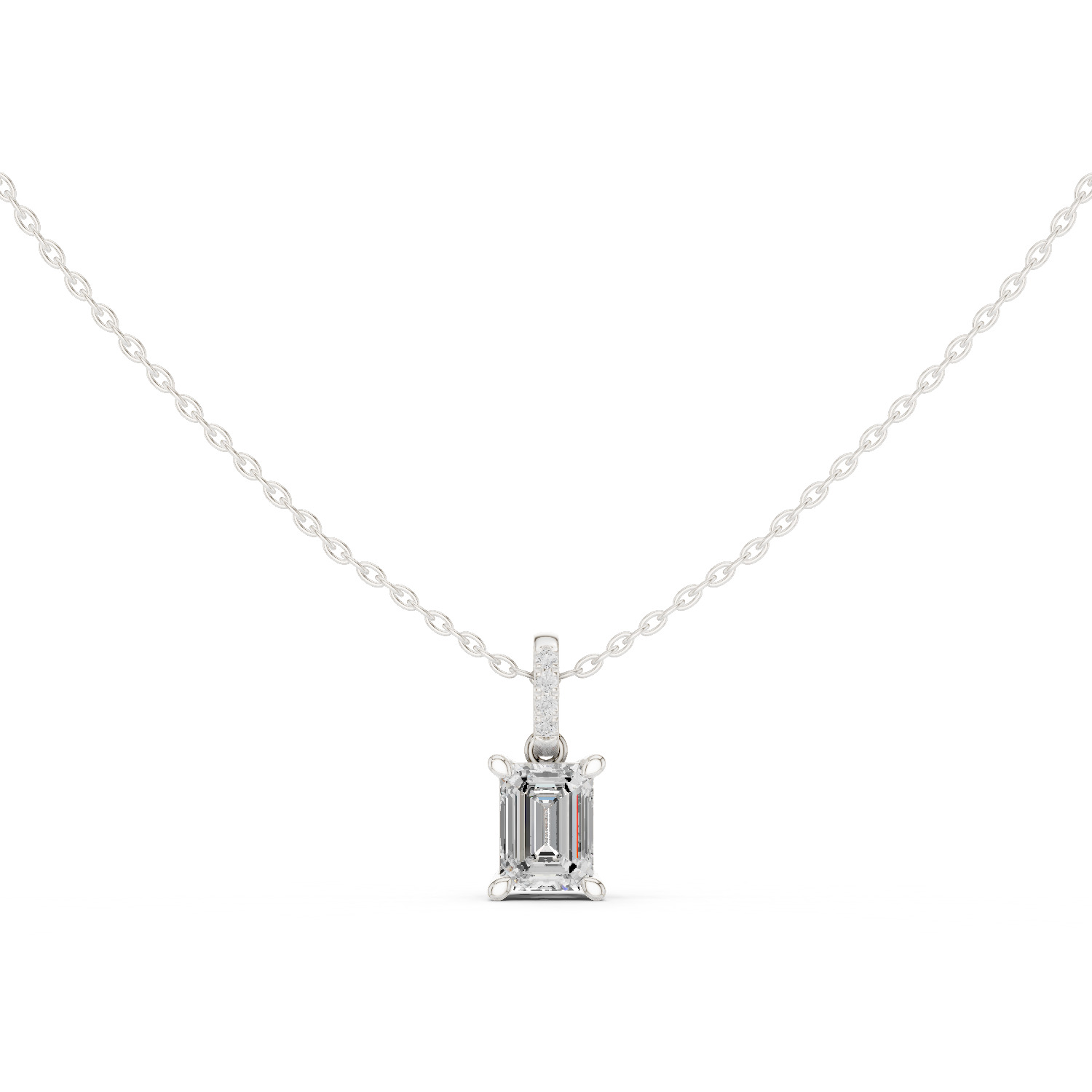 Gold Jewelry DDPO-009, Emerald center stone, White Gold