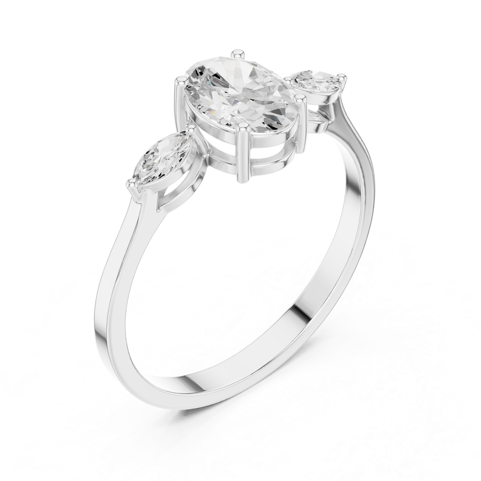 Gold Ring HLR-45, White Gold, view 2