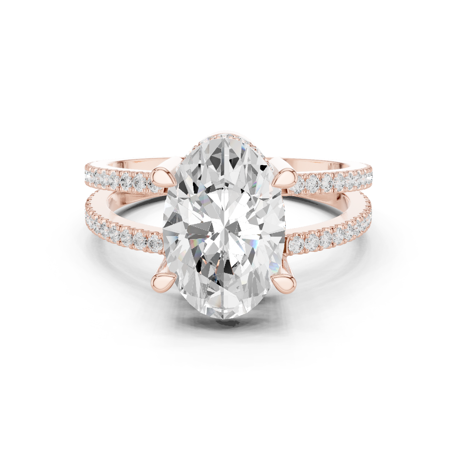 Gold Jewelry L36-13, Oval center stone, Rose Gold