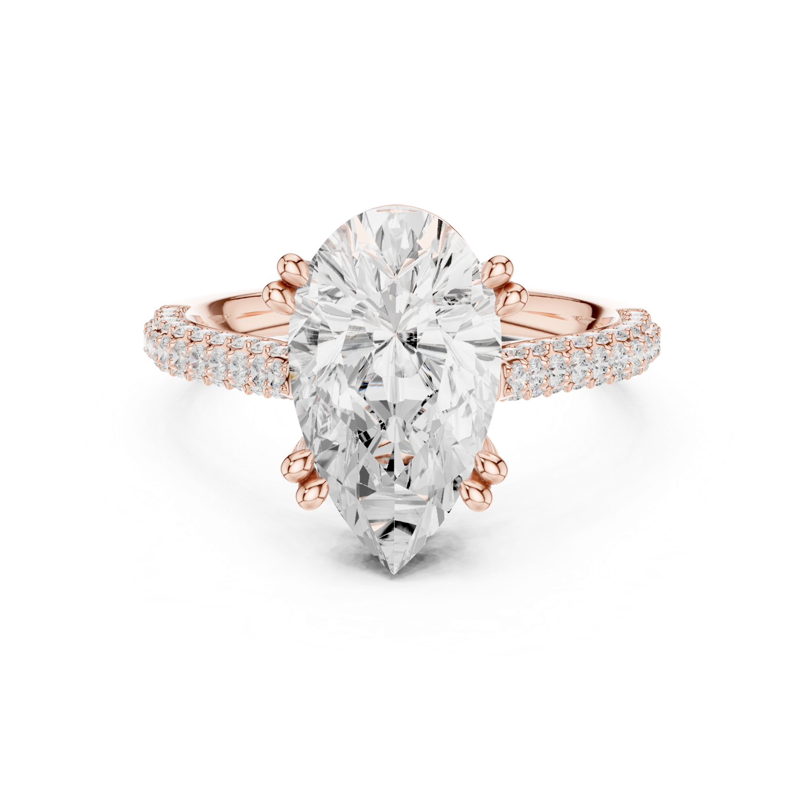 Gold Ring DDLR-260, Pear center stone, Rose Gold, view 4
