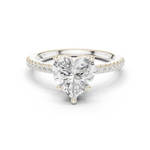 Gold Ring DDLR-177, Heart center stone, White Gold