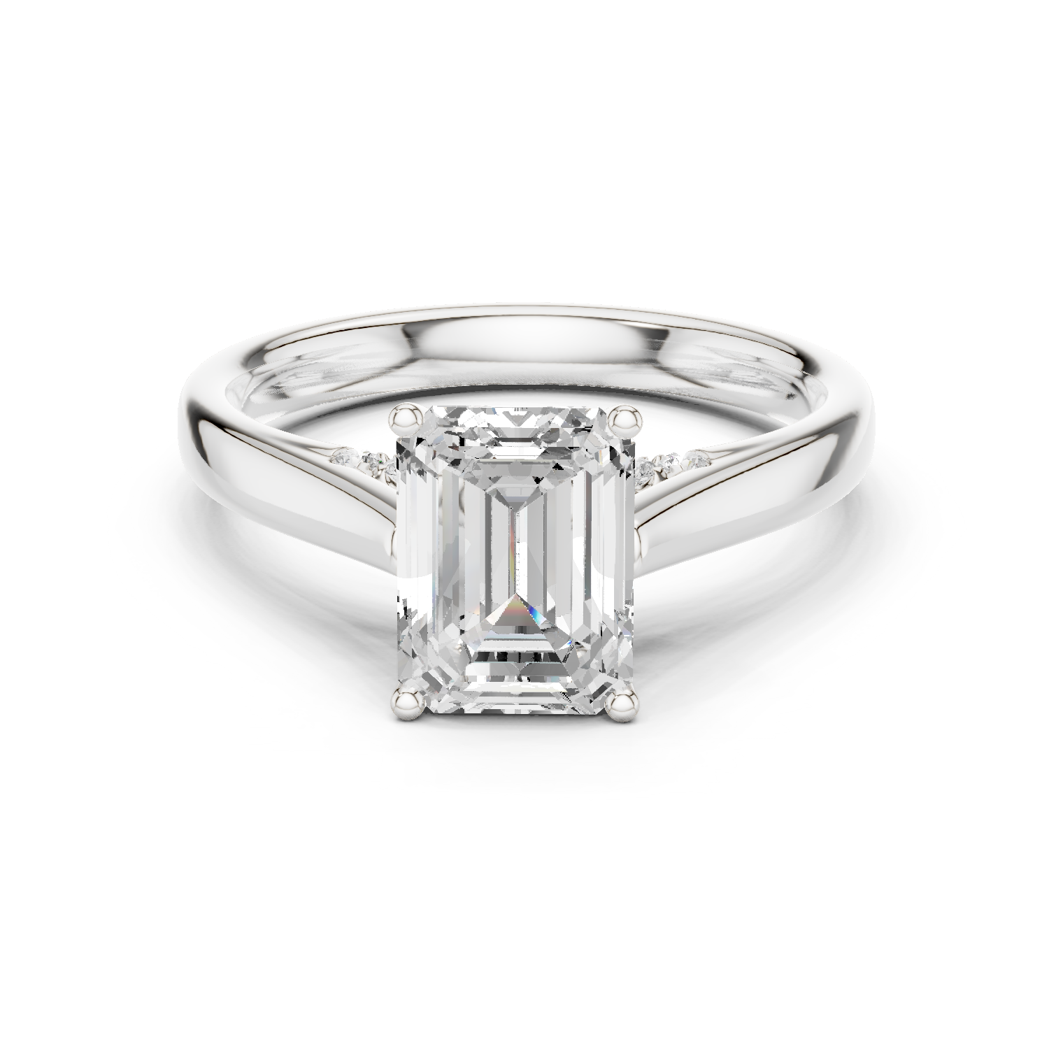 Gold Jewelry, Emerald center stone, White Gold