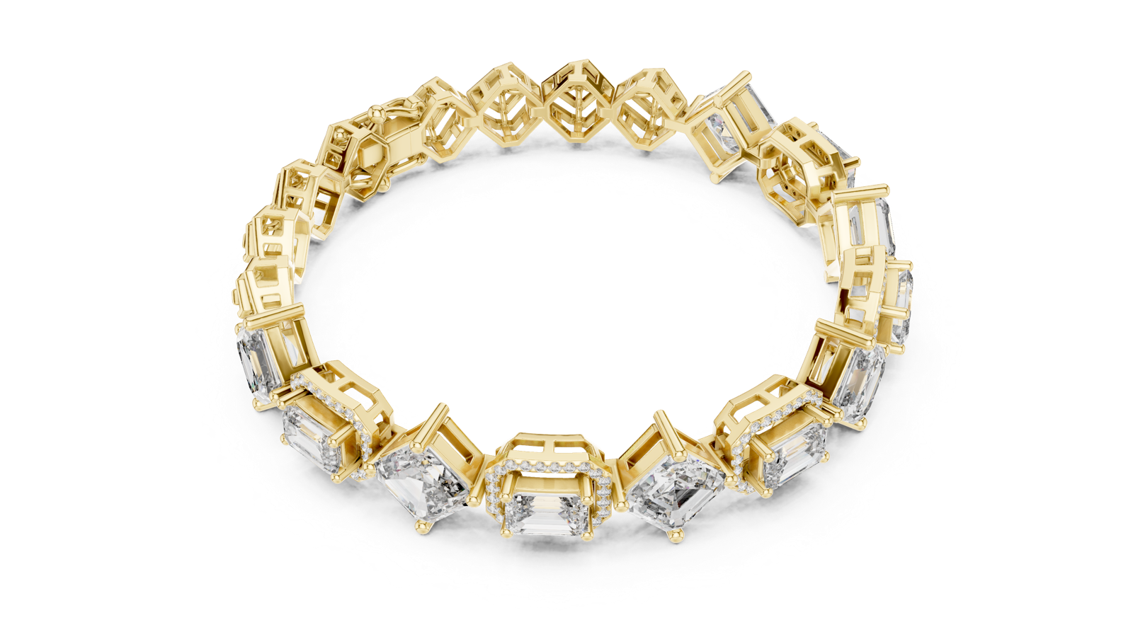 14K Solid Gold Lab Diamond Bracelet, Yellow Gold, view 2