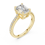 Gold Ring DDLR-039, Emerald center stone, Yellow Gold, view 2