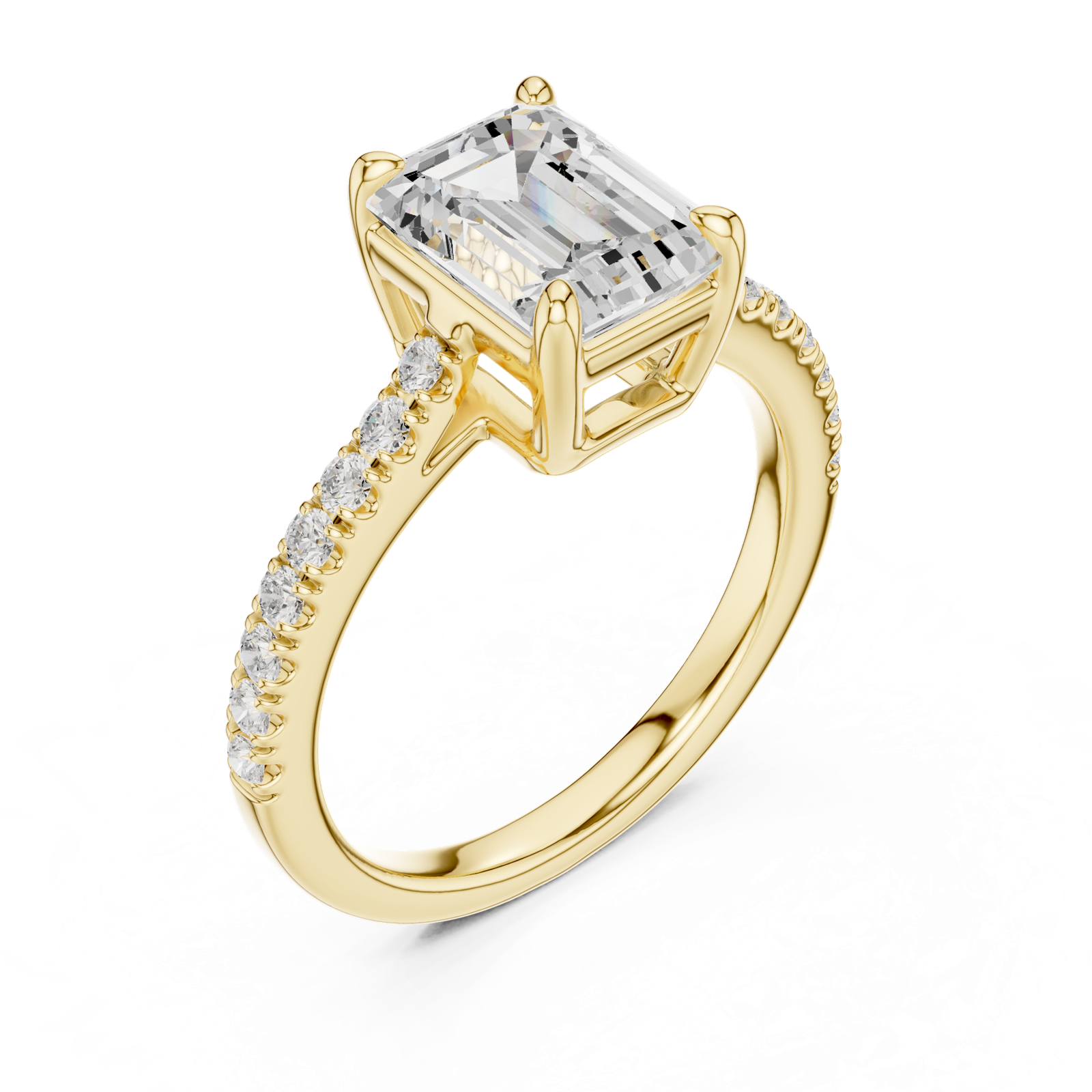 Gold Ring DDLR-039, Emerald center stone, Yellow Gold, view 2